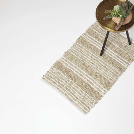 HOMESCAPES Arlyn Natural Striped Handwoven Jute Rug, 45 x 70 cm