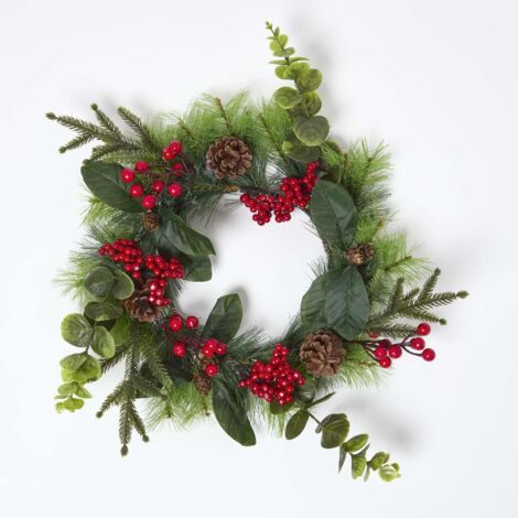 HOMESCAPES Artificial Winter Woodland and Eucalyptus Single Stem Bouquet (1/4)