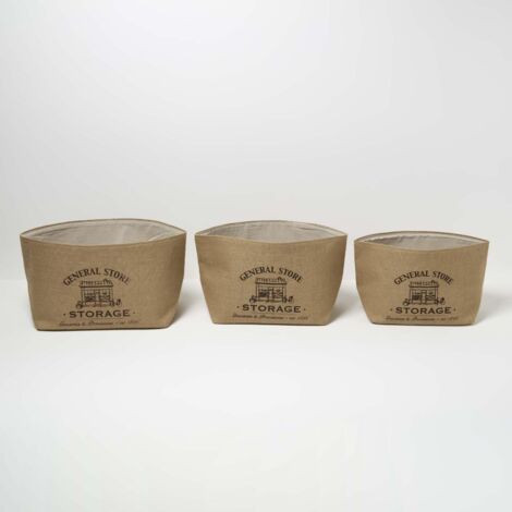 HOMESCAPES Set of 3 Jute Storage Baskets (1/5)