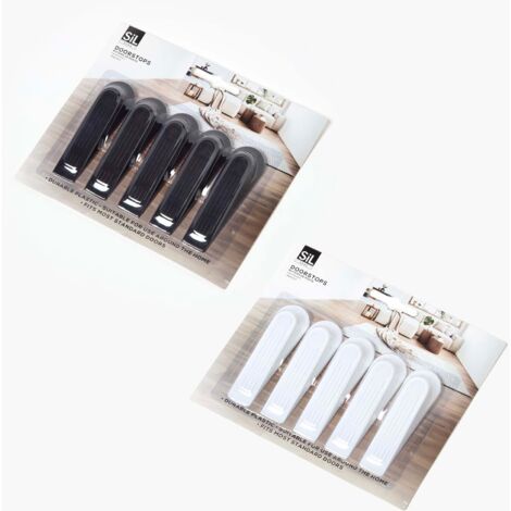 HOMESCAPES Black/White Wedge Doorstop Set of 5 (1/3)