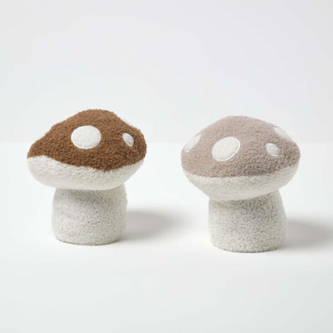 HOMESCAPES Luxury Fabric Mushroom Doorstop Set of 2 (1/5)