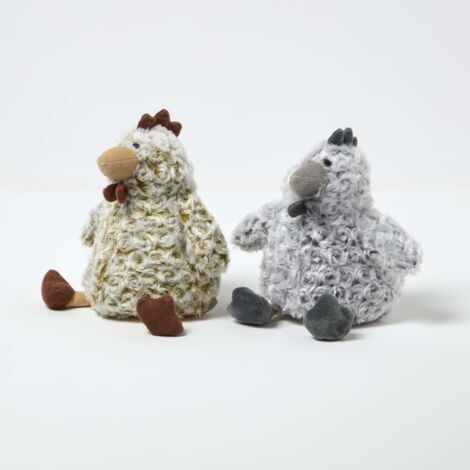 HOMESCAPES Luxury Fabric Chicken Doorstop Set of 2 (1/5)