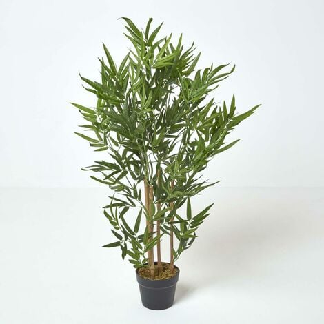 64” Bamboo Artificial Tree in White Tin Planter