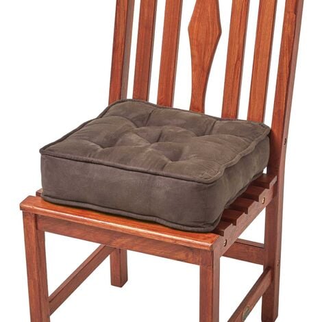 HOMESCAPES Chocolate Brown Faux Suede Dining Chair Booster