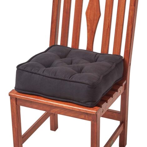 HOMESCAPES Black Faux Suede Dining Chair Booster Cushion