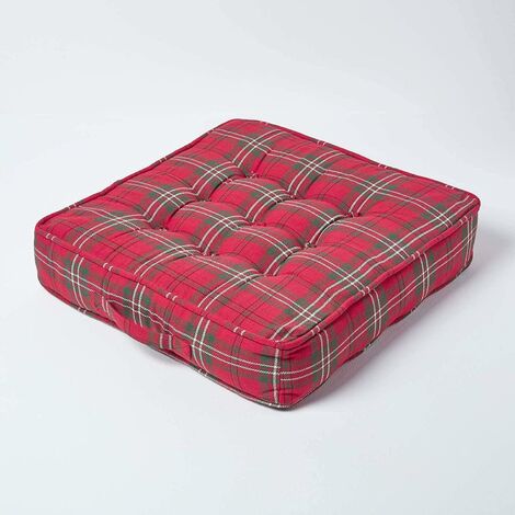 HOMESCAPES Edward Tartan Cotton Armchair Booster Cushion