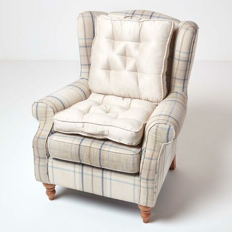 HOMESCAPES Cream Faux Suede Travel Support Booster Cushion