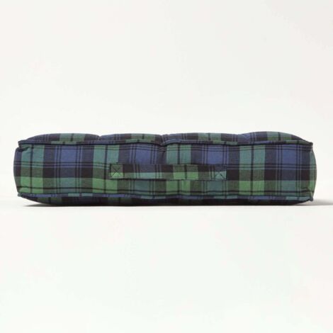 HOMESCAPES Black Watch Tartan Cotton Armchair Booster Cushion (1/5)
