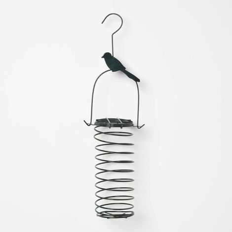 HOMESCAPES Metal Hanging Bird Feeder with Bird Decoration, Great Tit - Green - Green (1/5)