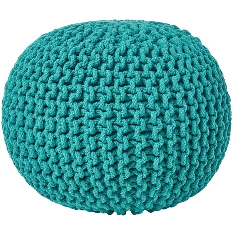 Blue knitted pouffe hotsell