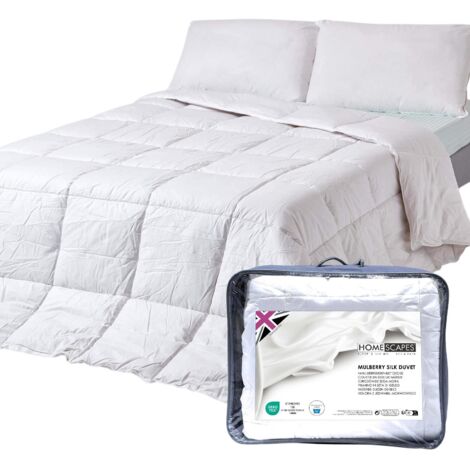 HOMESCAPES Indulgent Pure Mulberry Silk Blend 4.5 Tog Spring/Summer Duvet, Super King