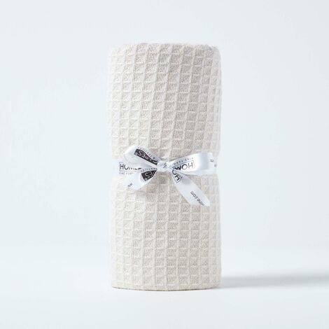HOMESCAPES Organic Cotton Waffle Baby Blanket Natural, 90 x 112 cm