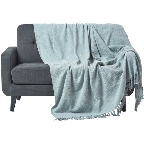 HOMESCAPES Nirvana Slub Cotton Grey Throw, 150 x 200 cm