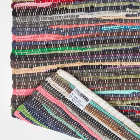 HOMESCAPES Recycled Cotton Chindi Rug, 90 x 150 cm
