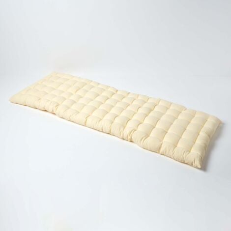 HOMESCAPES Cream Bench Cushion, Three Seater