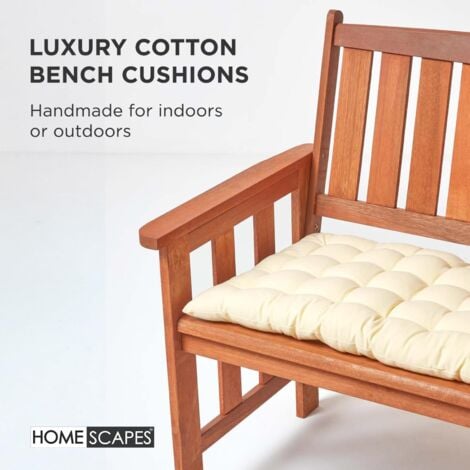 HOMESCAPES Cream Bench Cushion, Three Seater