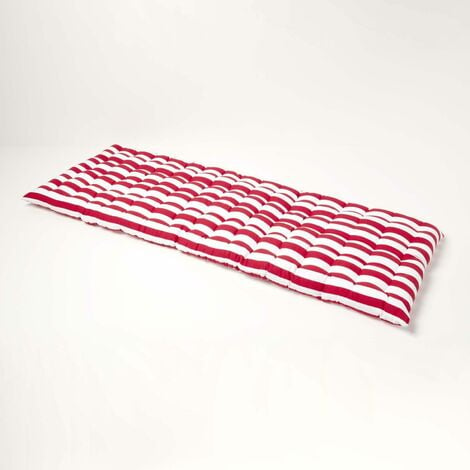 HOMESCAPES Red Stripe Bench Cushion 3 Seater