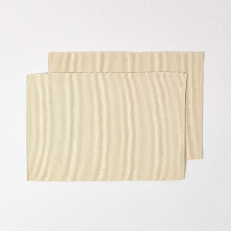 HOMESCAPES Cotton Plain Cream Pack of 2 Placemats