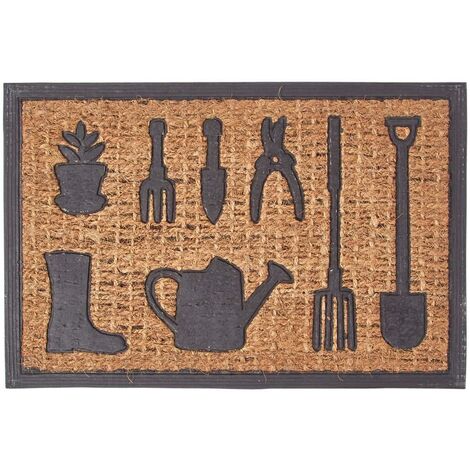 HOMESCAPES Garden Tools Rubber and Coir Doormat (1/4)