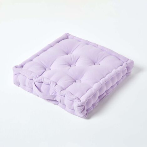 HOMESCAPES Cotton Mauve Floor Cushion, 50 x 50 cm