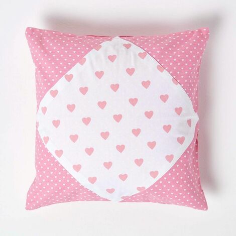 Pink Hearts and Polka Dots Cuscino Imbottito, con motivo