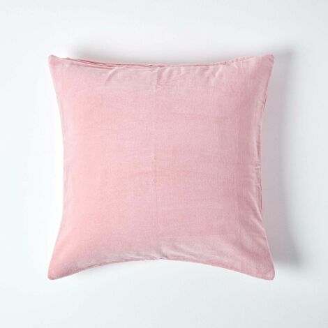 HOMESCAPES Pink Velvet Cushion Cover, 40 x 40 cm