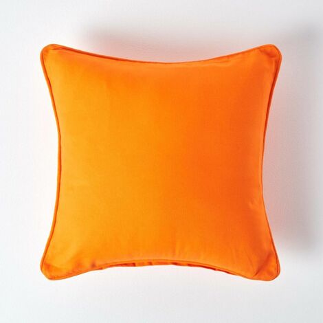 HOMESCAPES Cotton Plain Orange Cushion Cover, 60 x 60 cm (1/5)
