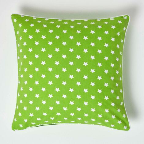 HOMESCAPES Cotton Green Stars Cushion Cover, 60 x 60 cm