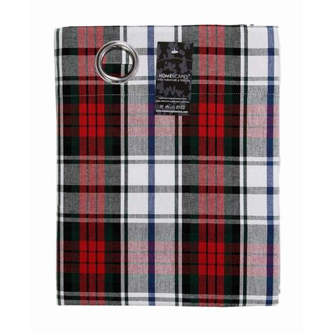 HOMECAPES Macduff Tartan Check Ready Made Eyelet Curtain Pair, 117 x 137 cm Drop