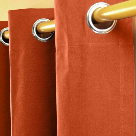 HOMECAPES Cotton Plain Burnt Orange Ready Made Eyelet Curtain Pair, 137 x 182cm