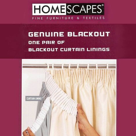 HOMESCAPES 100% Blackout Curtain Lining Pair 3-Pass Coating, 64 x 52" (1/5)