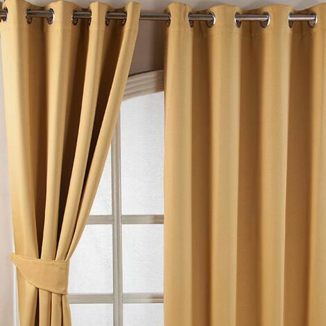HOMESCAPES Yellow Herringbone Chevron Blackout Curtains Pair Eyelet Style, 46x90"
