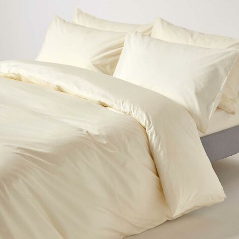 HOMESCAPES Cream Egyptian Cotton Duvet Cover Set 200 Thread Count, King - Cream