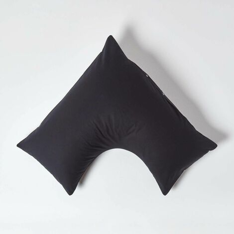 HOMESCAPES Black Egyptian Cotton V Shaped Pillowcase 200 Thread Count - Black