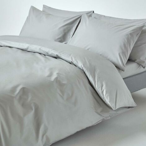 HOMESCAPES Silver Grey Egyptian Cotton Duvet Cover Set 200 Thread Count, King - Silver grey