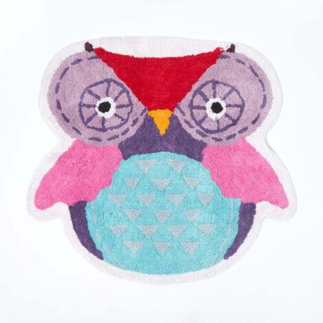 HOMESCAPES Cotton Tufted Washable Owl Children Rug (1/4)