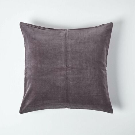 HOMESCAPES Dark Grey Velvet Cushion Cover, 40 x 40 cm