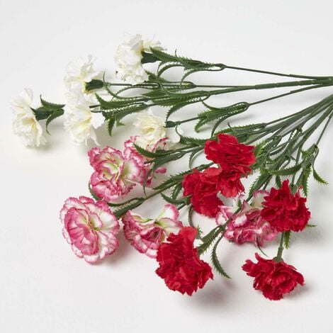 HOMESCAPES Artificial Carnation Spray Single Stem Set of 3, 55cm