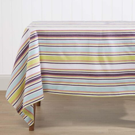 HOMESCAPES Osaka Purple Striped Tablecloth 140 x 230 cm