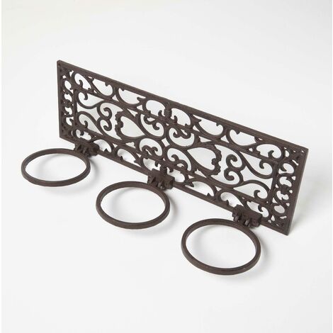 HOMESCAPES Brown Cast Iron Parisian Style Flowerpot Holder
