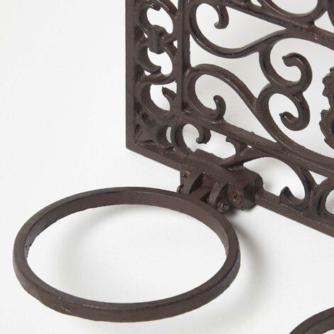 HOMESCAPES Brown Cast Iron Parisian Style Flowerpot Holder