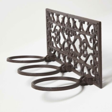 HOMESCAPES Brown Cast Iron Parisian Style Flowerpot Holder