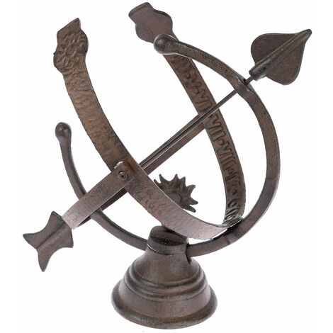 HOMESCAPES Brown Cast Iron Decorative Sun Dial