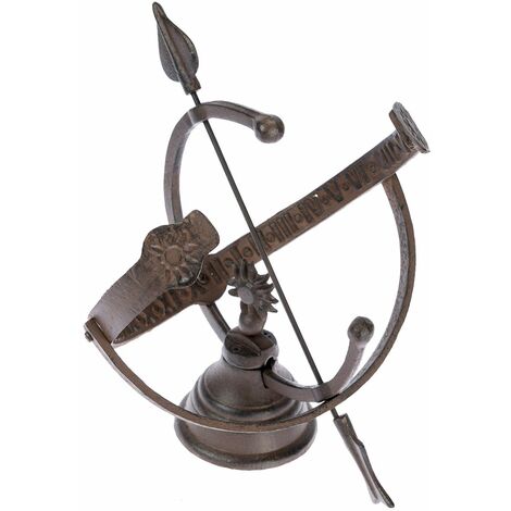 HOMESCAPES Brown Cast Iron Decorative Sun Dial