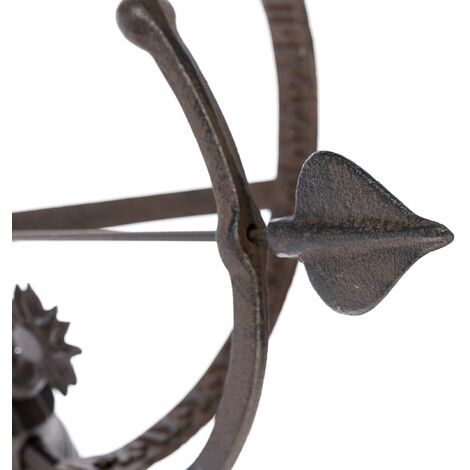 HOMESCAPES Brown Cast Iron Decorative Sun Dial