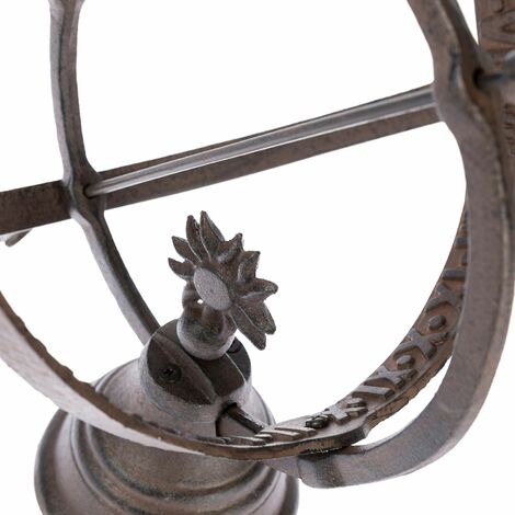 HOMESCAPES Brown Cast Iron Decorative Sun Dial