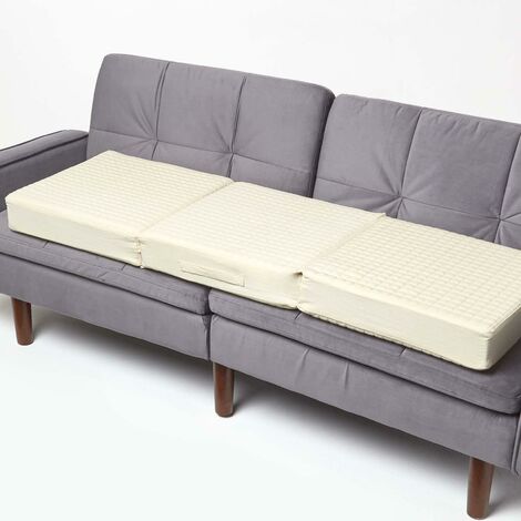 HOMESCAPES Cream Cotton Orthopaedic Foam 3 Seater Booster Cushion (1/5)