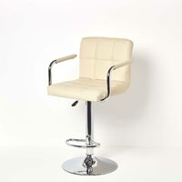 HOMESCAPES Bramley Faux Leather Swivel Bar Stool Cream - Natural - Natural