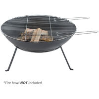 HOMESCAPES Metal BBQ Grill for Fire Bowl with Handles - Silver - Silver
