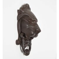 HOMESCAPES Brown Cast Iron Lion Head Traditional Door Knocker - Brown - Brown